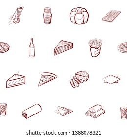 Food images. Background for printing, design, web. Usable as icons. Seamless. Binary color.