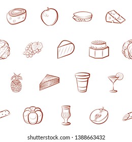 Food images. Background for printing, design, web. Seamless. Binary color.