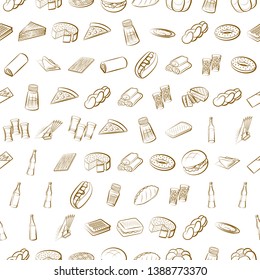 Food images. Background for printing, design, web. Usable as icons. Seamless. Binary color.