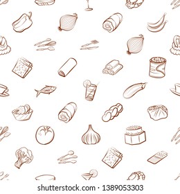 Food images. Background for printing, design, web. Seamless. Binary color.