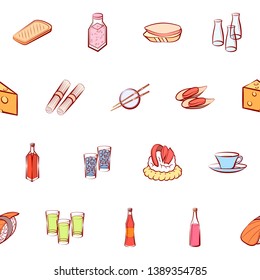 Food images. Background for printing, design, web. Seamless. Colored.