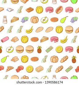 Food images. Background for printing, design, web. Seamless. Colored.