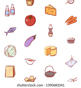 Food images. Background for printing, design, web. Seamless. Colored.