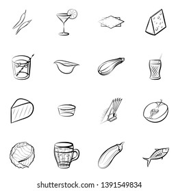 Food images. Background for printing, design, web. Monochrome binary, black and white.