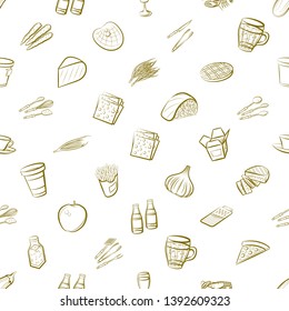 Food images. Background for printing, design, web. Seamless. Binary color.