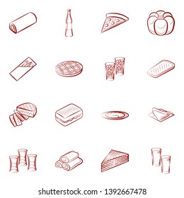 Food images. Background for printing, design, web. Usable as icons. Binary color.