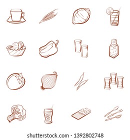 Food images. Background for printing, design, web. Usable as icons. Binary color.