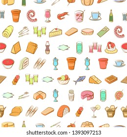 Food images. Background for printing, design, web. Seamless. Colored.