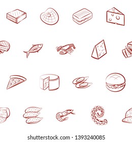 Food images. Background for printing, design, web. Usable as icons. Seamless. Binary color.