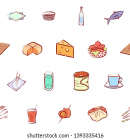 Food images. Background for printing, design, web. Seamless. Colored.