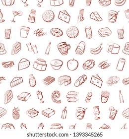 Food images. Background for printing, design, web. Seamless. Binary color.