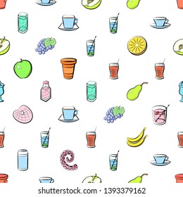 Food images. Background for printing, design, web. Seamless. Colored.