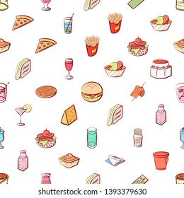 Food images. Background for printing, design, web. Seamless. Colored.