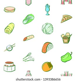 Food images. Background for printing, design, web. Seamless. Colored.