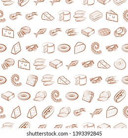 Food images. Background for printing, design, web. Usable as icons. Seamless. Binary color.