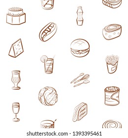 Food images. Background for printing, design, web. Usable as icons. Seamless. Binary color.