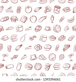 Food images. Background for printing, design, web. Seamless. Binary color.