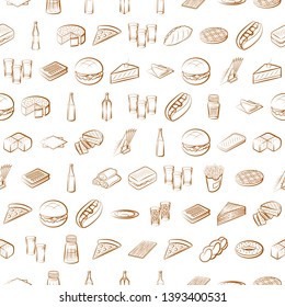 Food images. Background for printing, design, web. Usable as icons. Seamless. Binary color.