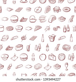 Food images. Background for printing, design, web. Seamless. Binary color.