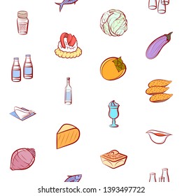 Food images. Background for printing, design, web. Seamless. Colored.