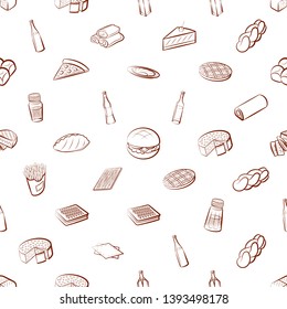 Food images. Background for printing, design, web. Usable as icons. Seamless. Binary color.