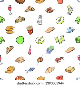 Food images. Background for printing, design, web. Seamless. Colored.