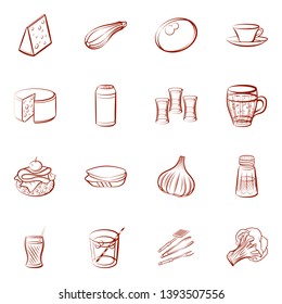 Food images. Background for printing, design, web. Usable as icons. Binary color.