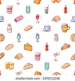 Food images. Background for printing, design, web. Seamless. Colored.