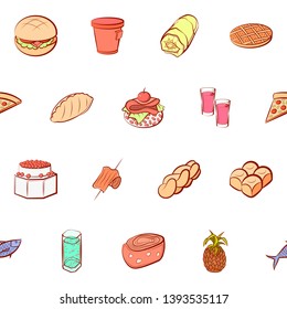 Food images. Background for printing, design, web. Seamless. Colored.