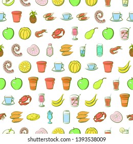 Food images. Background for printing, design, web. Seamless. Colored.