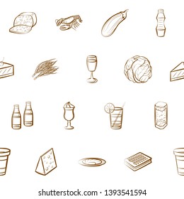 Food images. Background for printing, design, web. Seamless. Binary color.