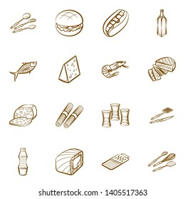 Food images. Background for printing, design, web. Usable as icons. Binary color.