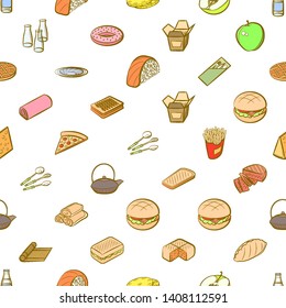 Food images. Background for printing, design, web. Usable as icons. Seamless. Colored.