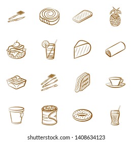 Food images. Background for printing, design, web. Usable as icons. Binary color.