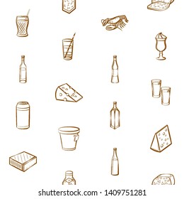 Food images. Background for printing, design, web. Usable as icons. Seamless. Binary color.