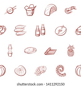 Food images. Background for printing, design, web. Usable as icons. Seamless. Binary color.