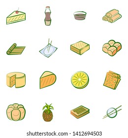 Food images. Background for printing, design, web. Usable as icons. Colored.