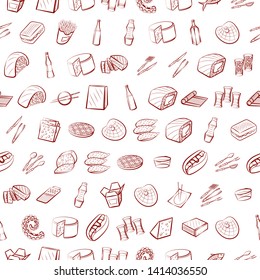 Food images. Background for printing, design, web. Usable as icons. Seamless. Binary color.