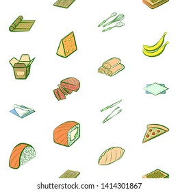 Food images. Background for printing, design, web. Usable as icons. Seamless. Colored.