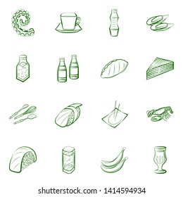 Food images. Background for printing, design, web. Usable as icons. Binary color.