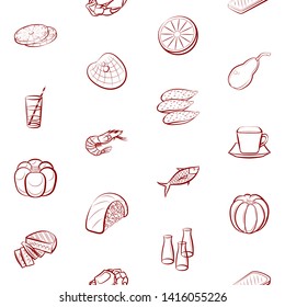 Food images. Background for printing, design, web. Usable as icons. Seamless. Binary color.