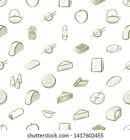 Food images. Background for printing, design, web. Usable as icons. Seamless. Binary color.