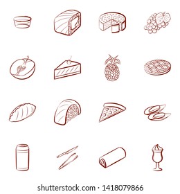 Food images. Background for printing, design, web. Usable as icons. Binary color.