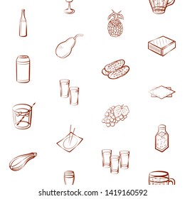 Food images. Background for printing, design, web. Usable as icons. Seamless. Binary color.