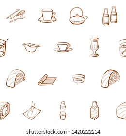 Food images. Background for printing, design, web. Usable as icons. Seamless. Binary color.