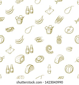 Food images. Background for printing, design, web. Usable as icons. Seamless. Binary color.
