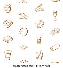 Food images. Background for printing, design, web. Usable as icons. Seamless. Binary color.