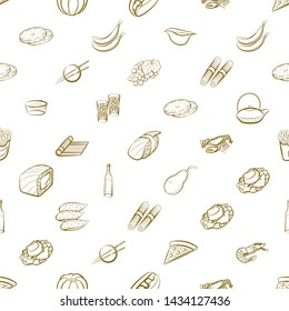 Food images. Background for printing, design, web. Usable as icons. Seamless. Binary color.