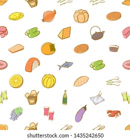 Food images. Background for printing, design, web. Usable as icons. Seamless. Colored.