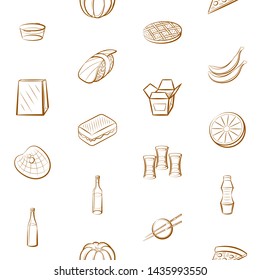 Food images. Background for printing, design, web. Usable as icons. Seamless. Binary color.